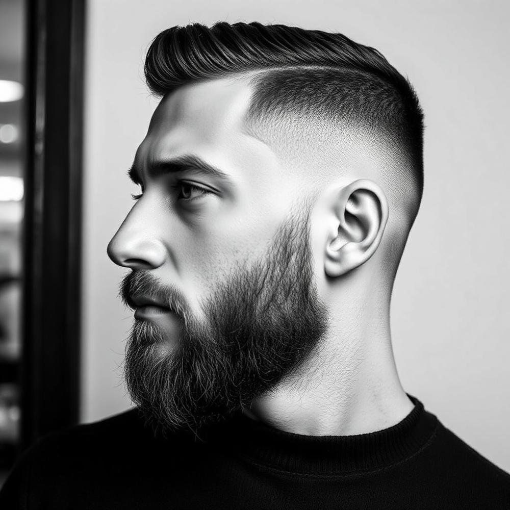Textured crop with a sharp beard line-up