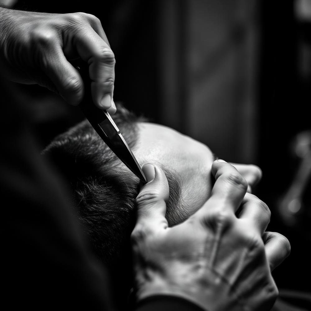Straight razor line-up finish at Fades Hair Studio